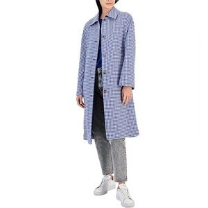 NWT $795 HUGO Oversized COTTON BLEND HOUNDSTOOTH TRENCH COAT. Size 6.